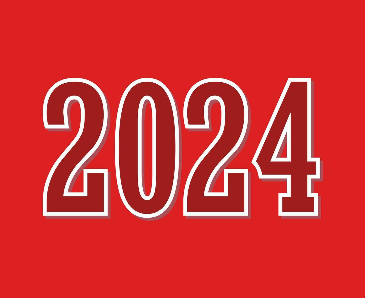 2024 contento nuevo año fiesta resumen gráfico diseño vector logo símbolo ilustración con rojo antecedentes