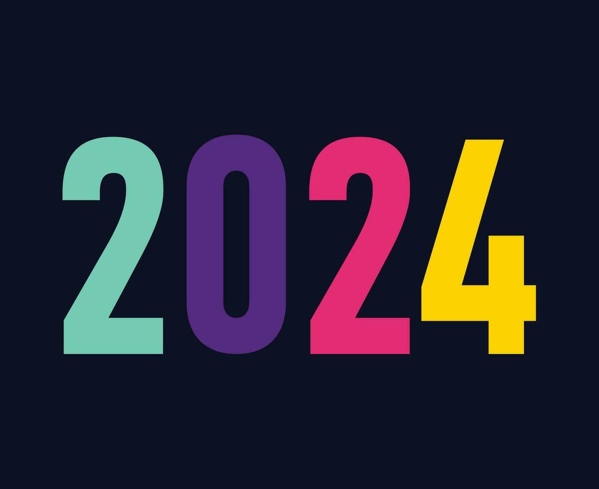 2024 contento nuevo año fiesta resumen multicolor gráfico diseño vector logo símbolo ilustración con azul antecedentes