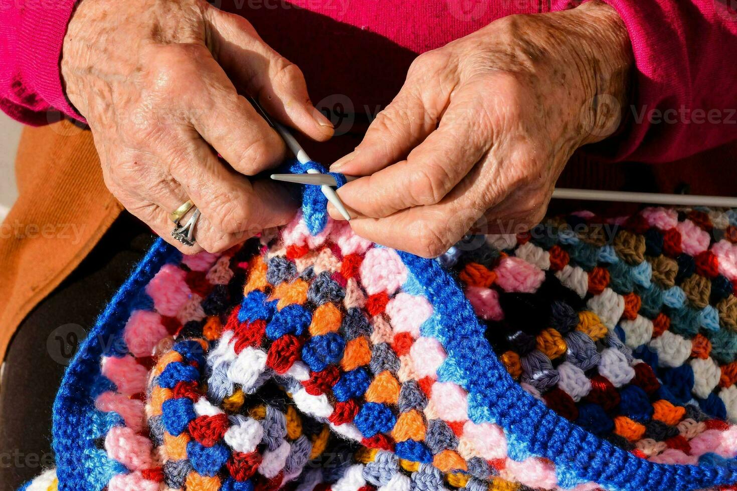Knitting colorful farbic photo