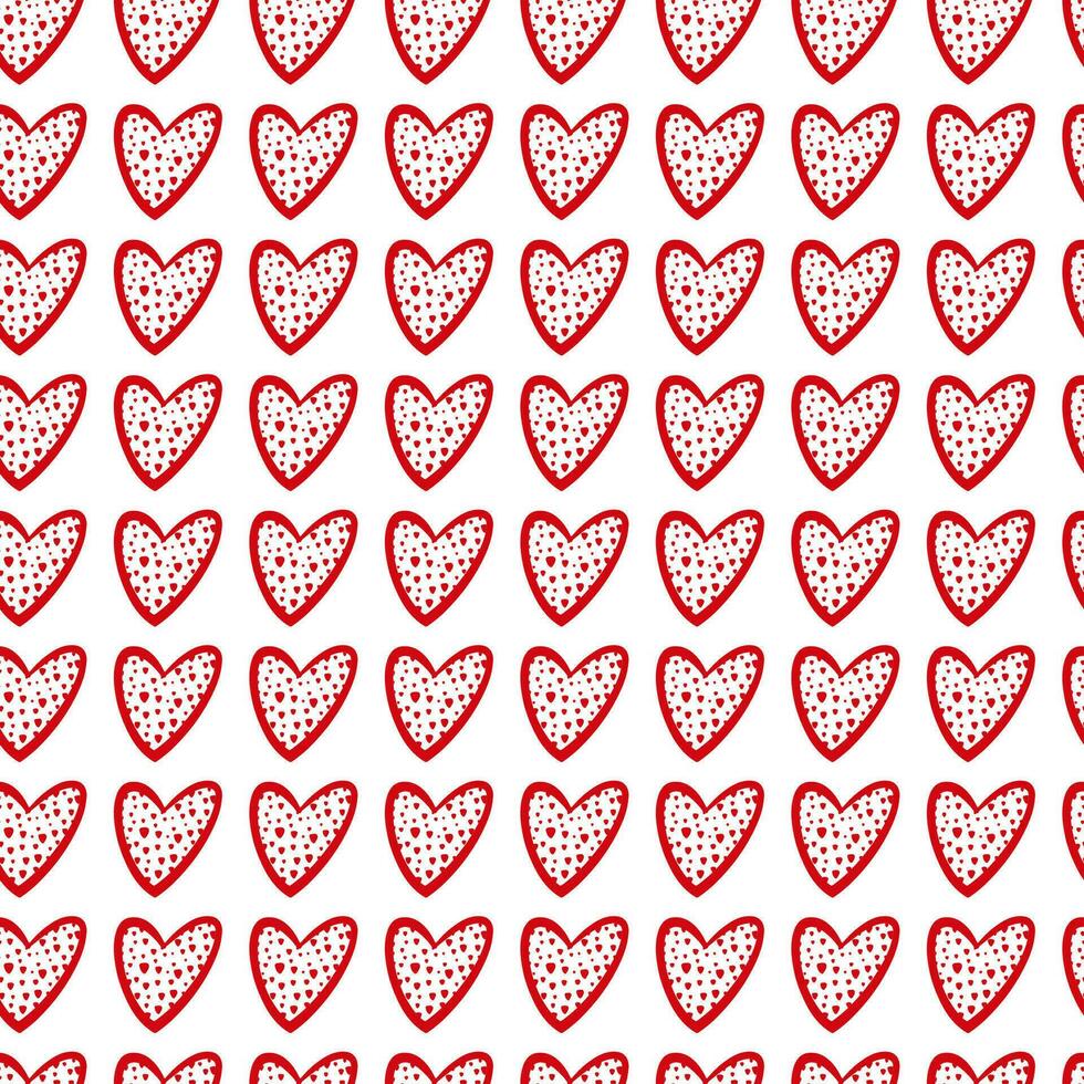 Cute hand drawn Valentine's hearts seamless pattern background. Decorative doodle love heart shape in sketch style. Scribble ink hearts icon for wedding design, wrapping, ornate and greeting cards vector