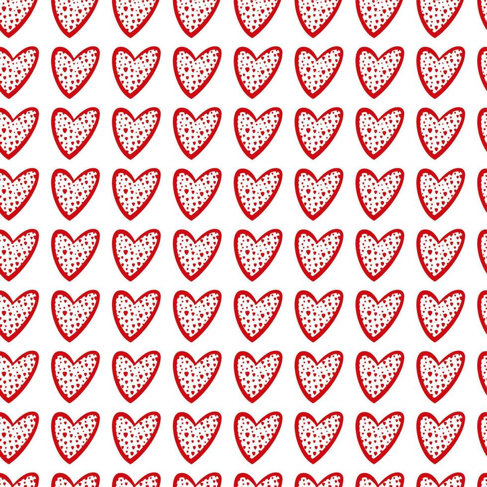 Cute hand drawn Valentine's hearts seamless pattern background. Decorative doodle love heart shape in sketch style. Scribble ink hearts icon for wedding design, wrapping, ornate and greeting cards vector