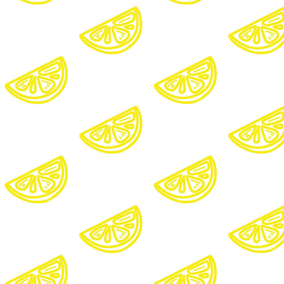 fondo de limones frescos, iconos dibujados a mano. vector de papel tapiz colorido. patrón sin fisuras con la colección de frutas frescas. ilustración decorativa, buena para imprimir. símbolo del verano. estilo garabato.