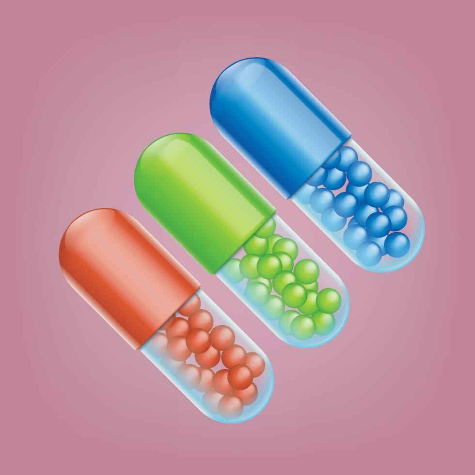 pills three various color vector