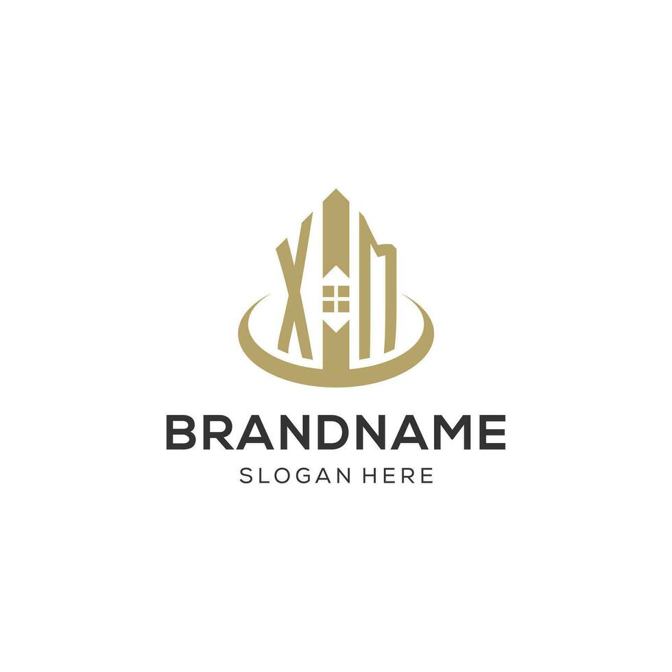 Initial XM logo with creative house icon, modern and professional real estate logo design vector