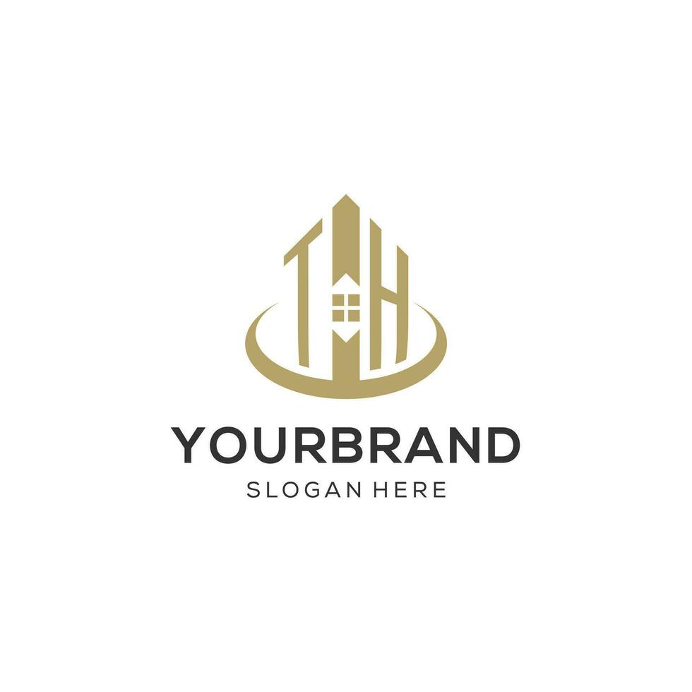 Initial TH logo with creative house icon, modern and professional real estate logo design vector