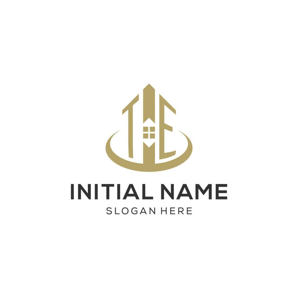 inicial te logo con creativo casa icono, moderno y profesional real inmuebles logo diseño vector