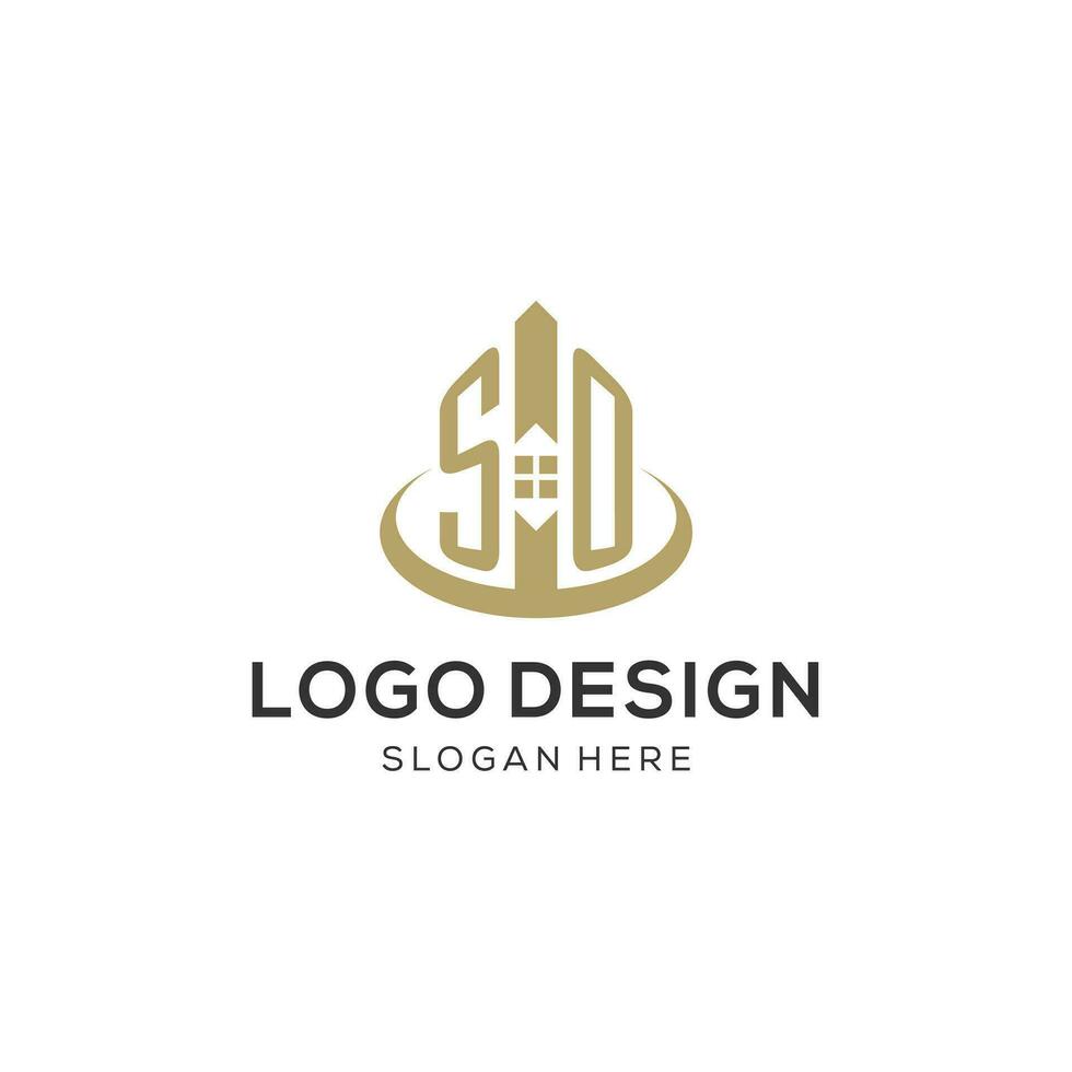 inicial entonces logo con creativo casa icono, moderno y profesional real inmuebles logo diseño vector