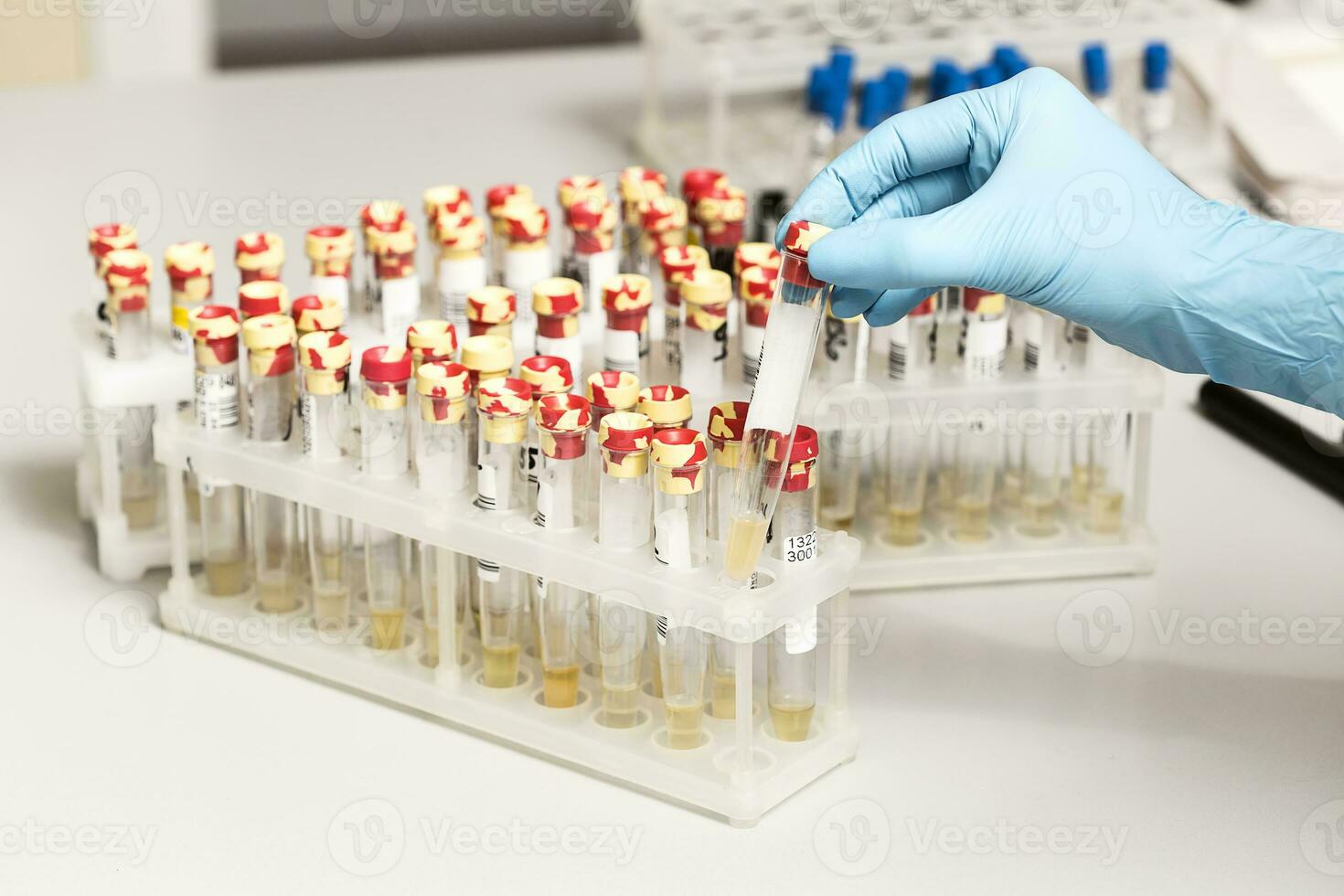 A chemical sample bottle. Centrifuge. A test tube vial sets for analysis. photo