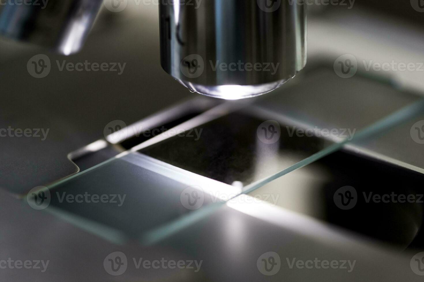 Laboratory Microscope. Scientific and healthcare research background. photo