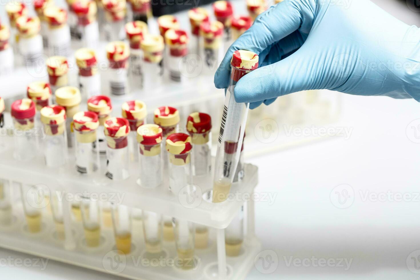 A chemical sample bottle. Centrifuge. A test tube vial sets for analysis. photo