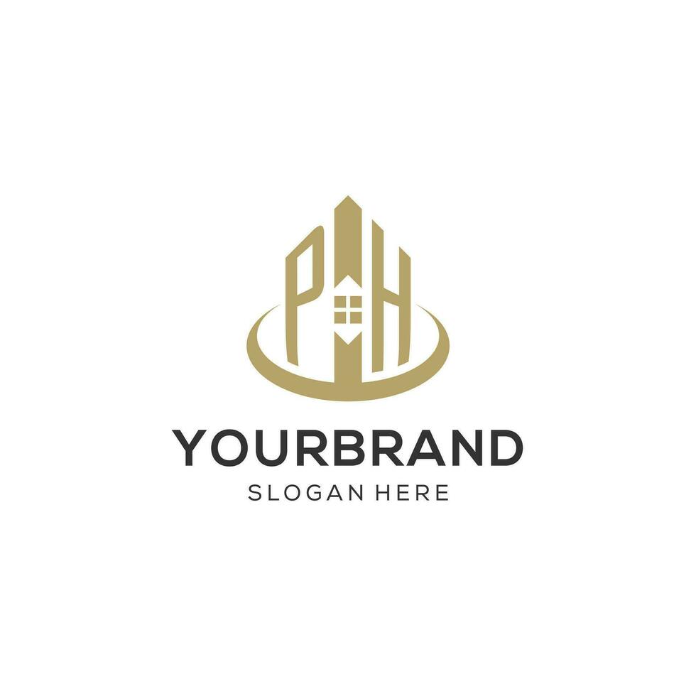 inicial ph logo con creativo casa icono, moderno y profesional real inmuebles logo diseño vector