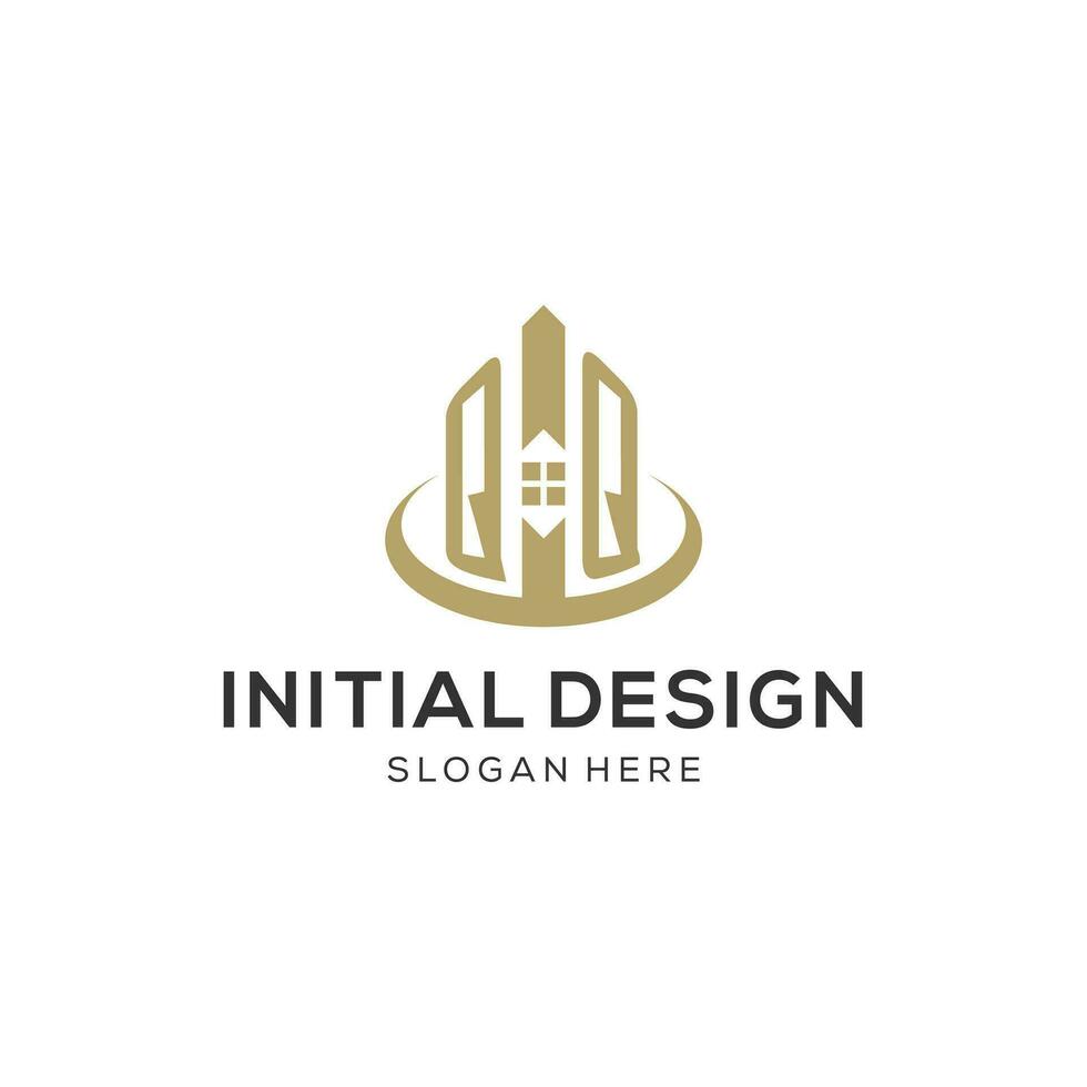 Initial QQ logo with creative house icon, modern and professional real estate logo design vector