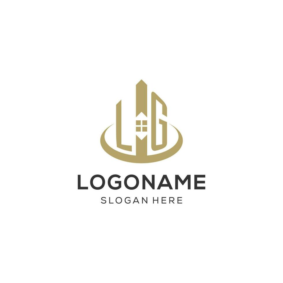 Initial LG logo with creative house icon, modern and professional real estate logo design vector