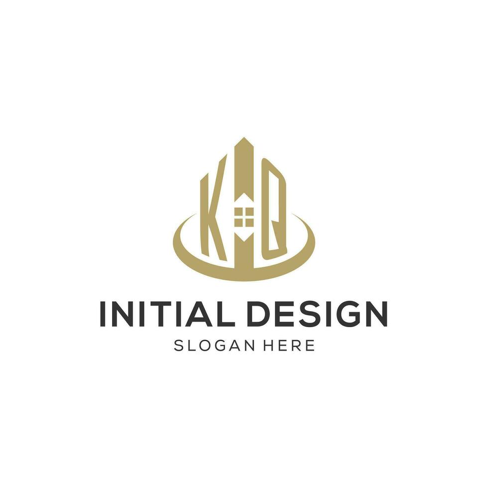 inicial kq logo con creativo casa icono, moderno y profesional real inmuebles logo diseño vector