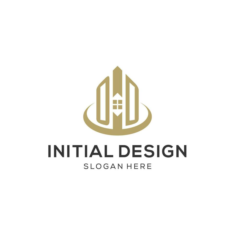 Initial OD logo with creative house icon, modern and professional real estate logo design vector