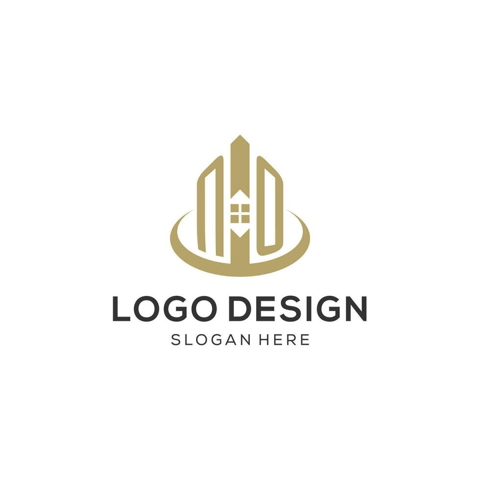 inicial No logo con creativo casa icono, moderno y profesional real inmuebles logo diseño vector