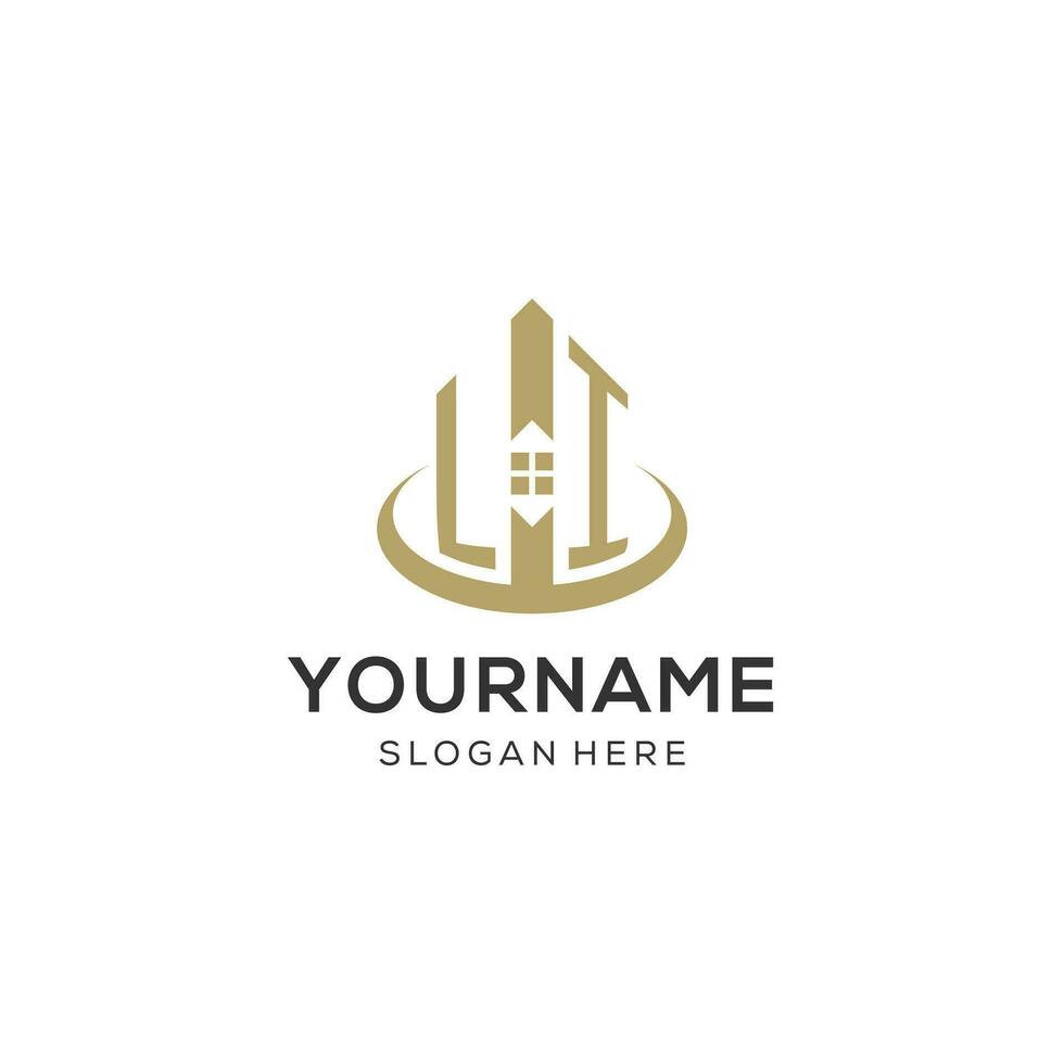 Initial LI logo with creative house icon, modern and professional real estate logo design vector