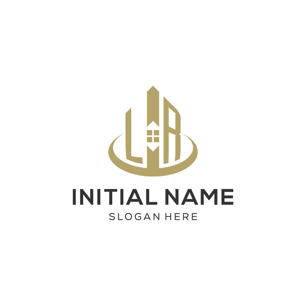 inicial lr logo con creativo casa icono, moderno y profesional real inmuebles logo diseño vector