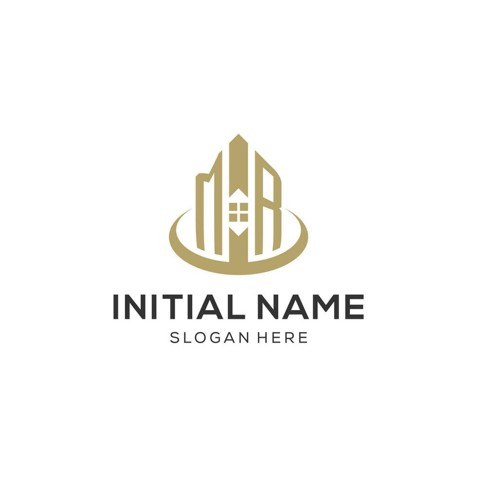Initial MR logo with creative house icon, modern and professional real estate logo design vector