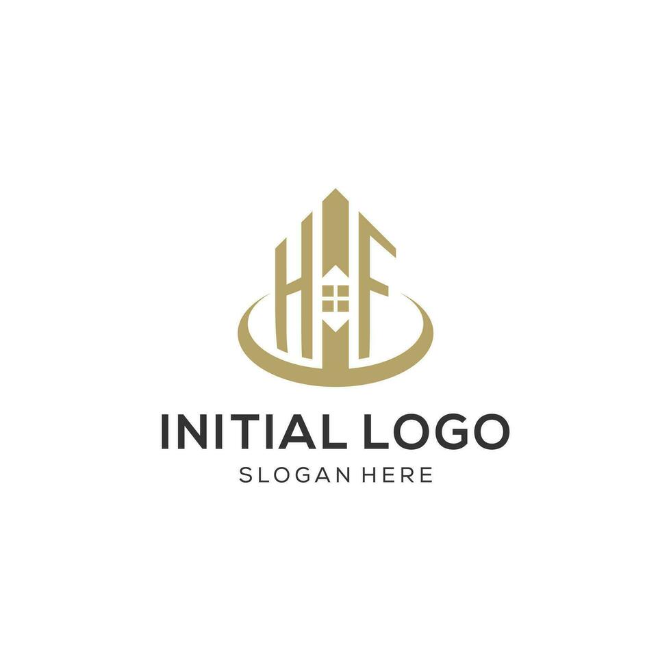 inicial hf logo con creativo casa icono, moderno y profesional real inmuebles logo diseño vector