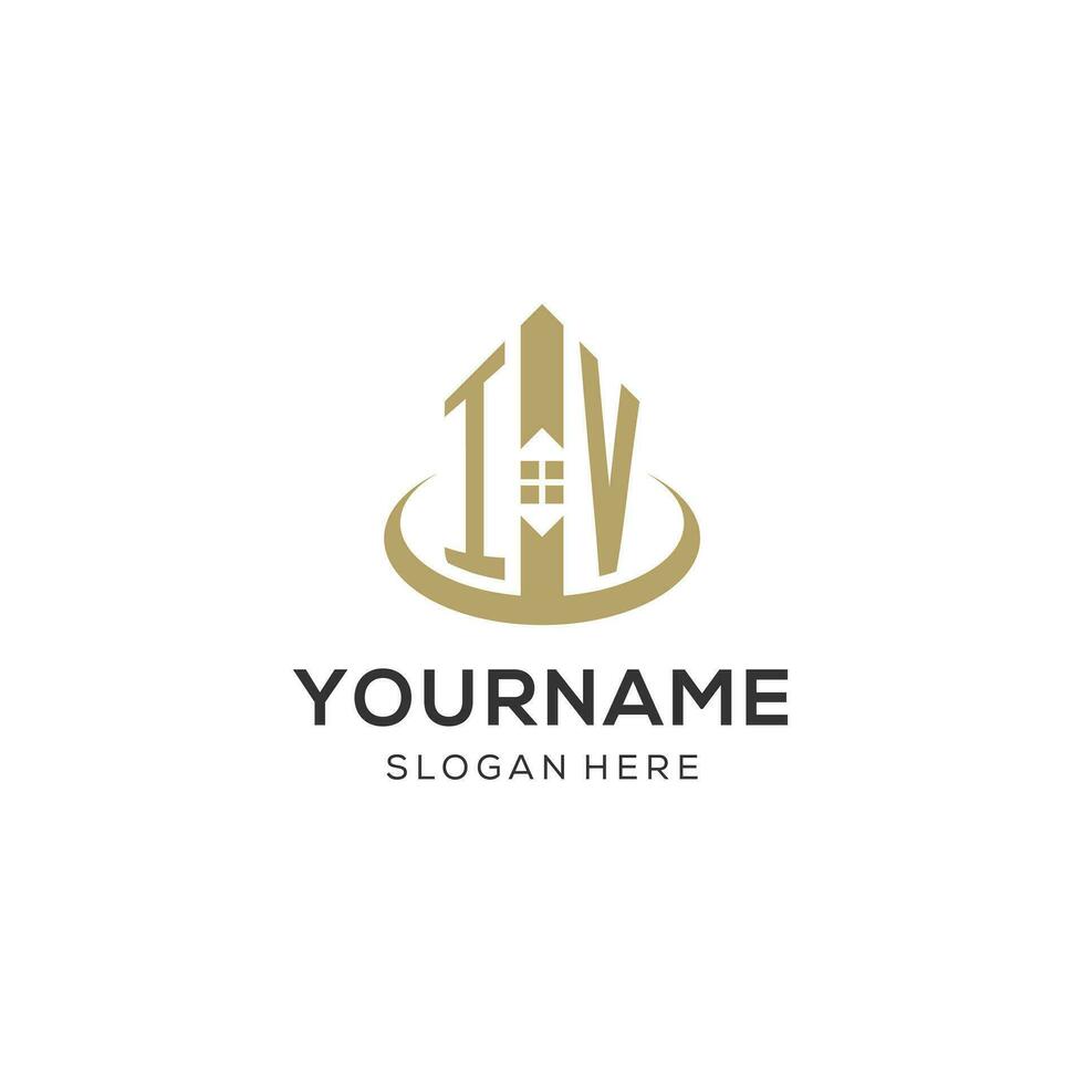 Initial IV logo with creative house icon, modern and professional real estate logo design vector