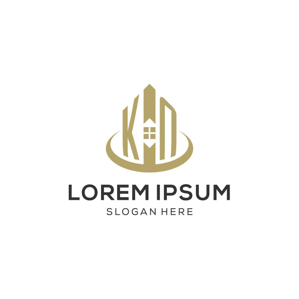 Initial KN logo with creative house icon, modern and professional real estate logo design vector