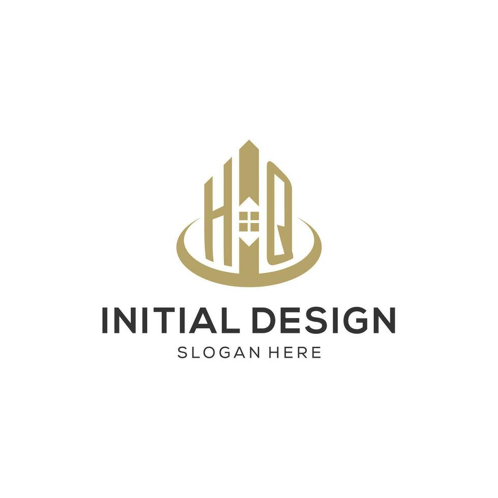 Initial HQ logo with creative house icon, modern and professional real estate logo design vector