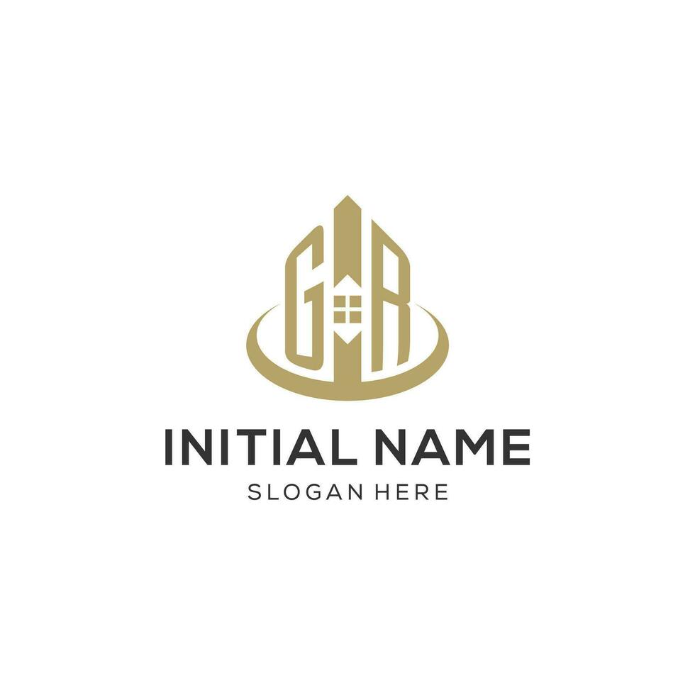 inicial gramo logo con creativo casa icono, moderno y profesional real inmuebles logo diseño vector