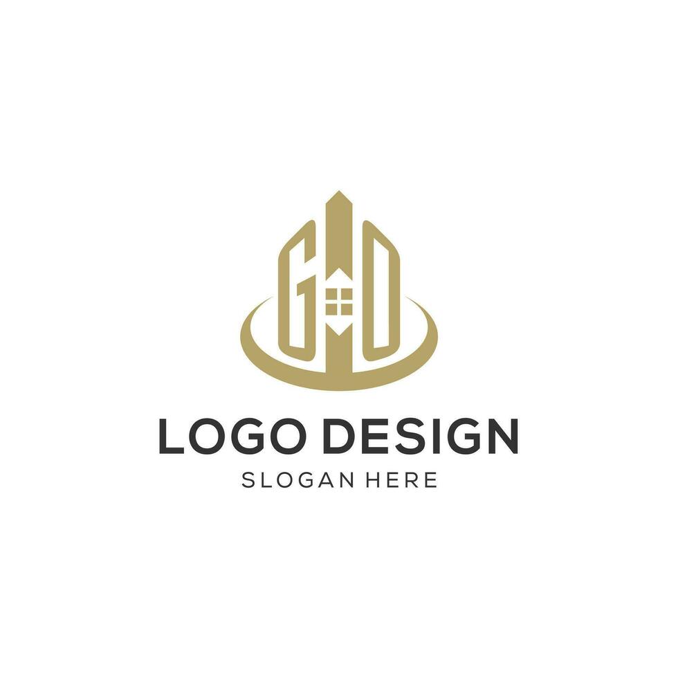 inicial Vamos logo con creativo casa icono, moderno y profesional real inmuebles logo diseño vector