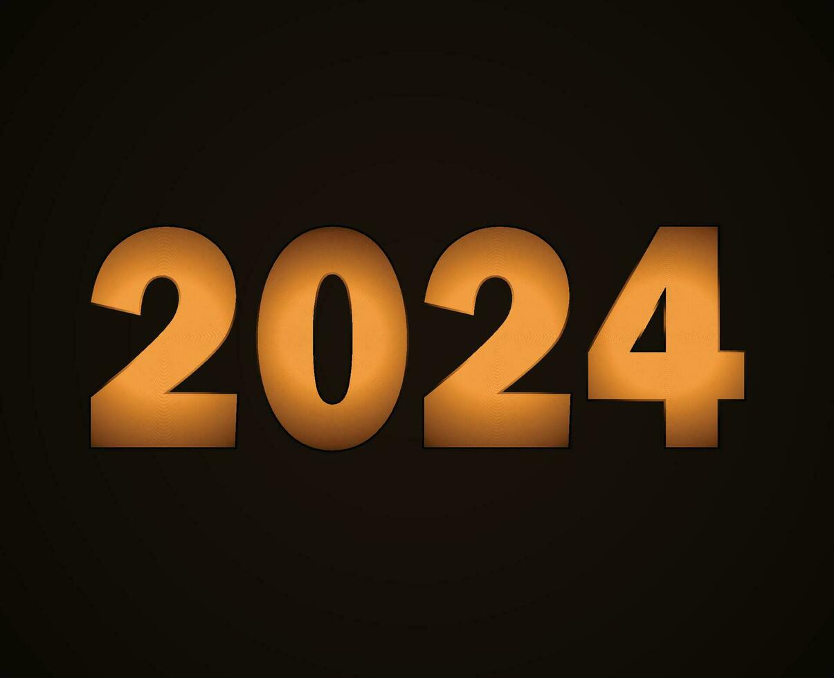 2024 Happy New Year Holiday Abstract Brown Graphic Design Vector Logo Symbol Illustration With Black Background