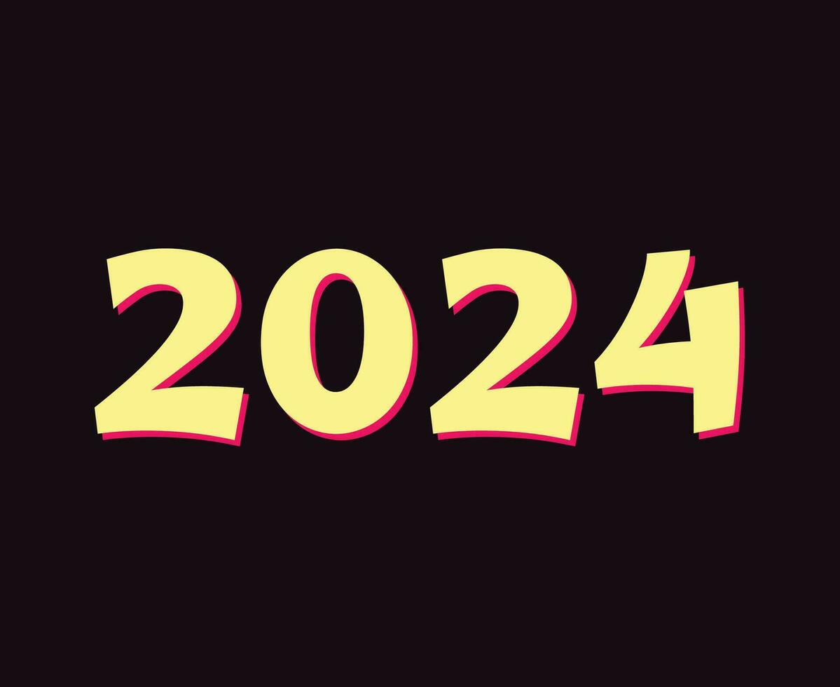 2024 contento nuevo año fiesta resumen gráfico diseño vector logo símbolo ilustración con negro antecedentes