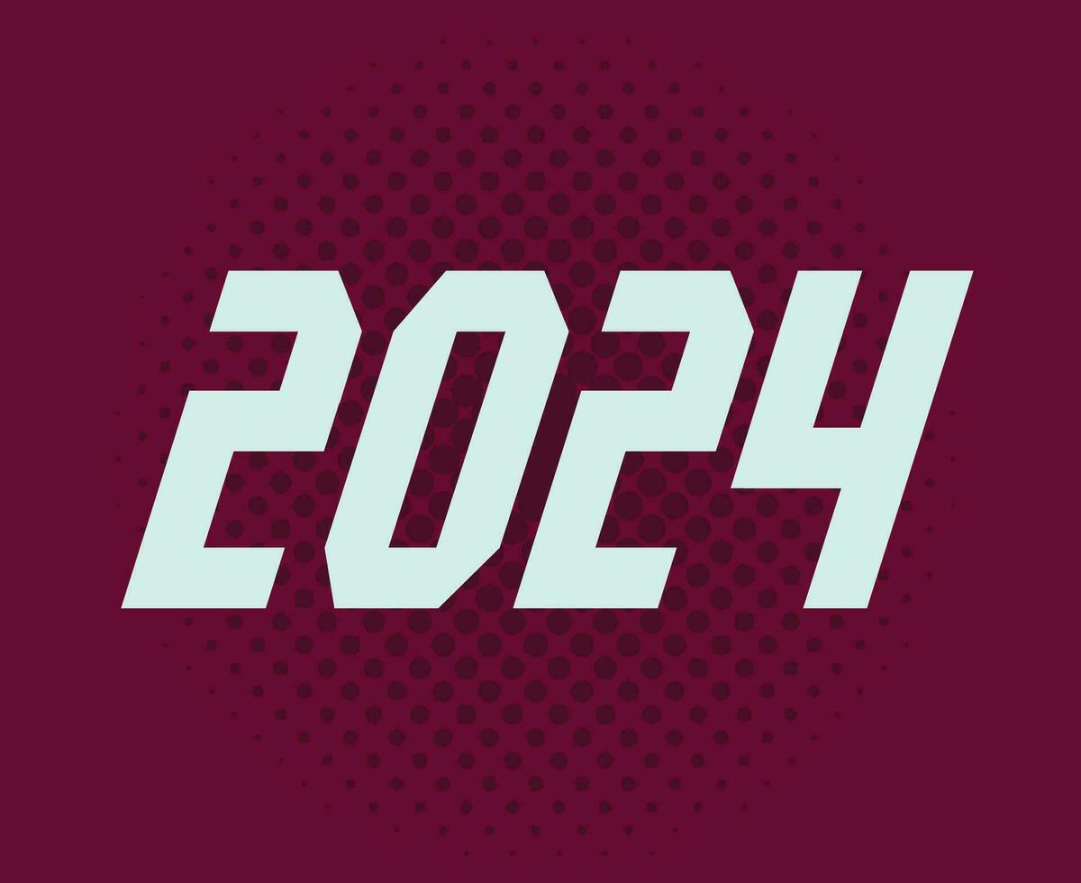 2024 Happy New Year Holiday Abstract Cyan Graphic Design Vector Logo Symbol Illustration With Maroon Background