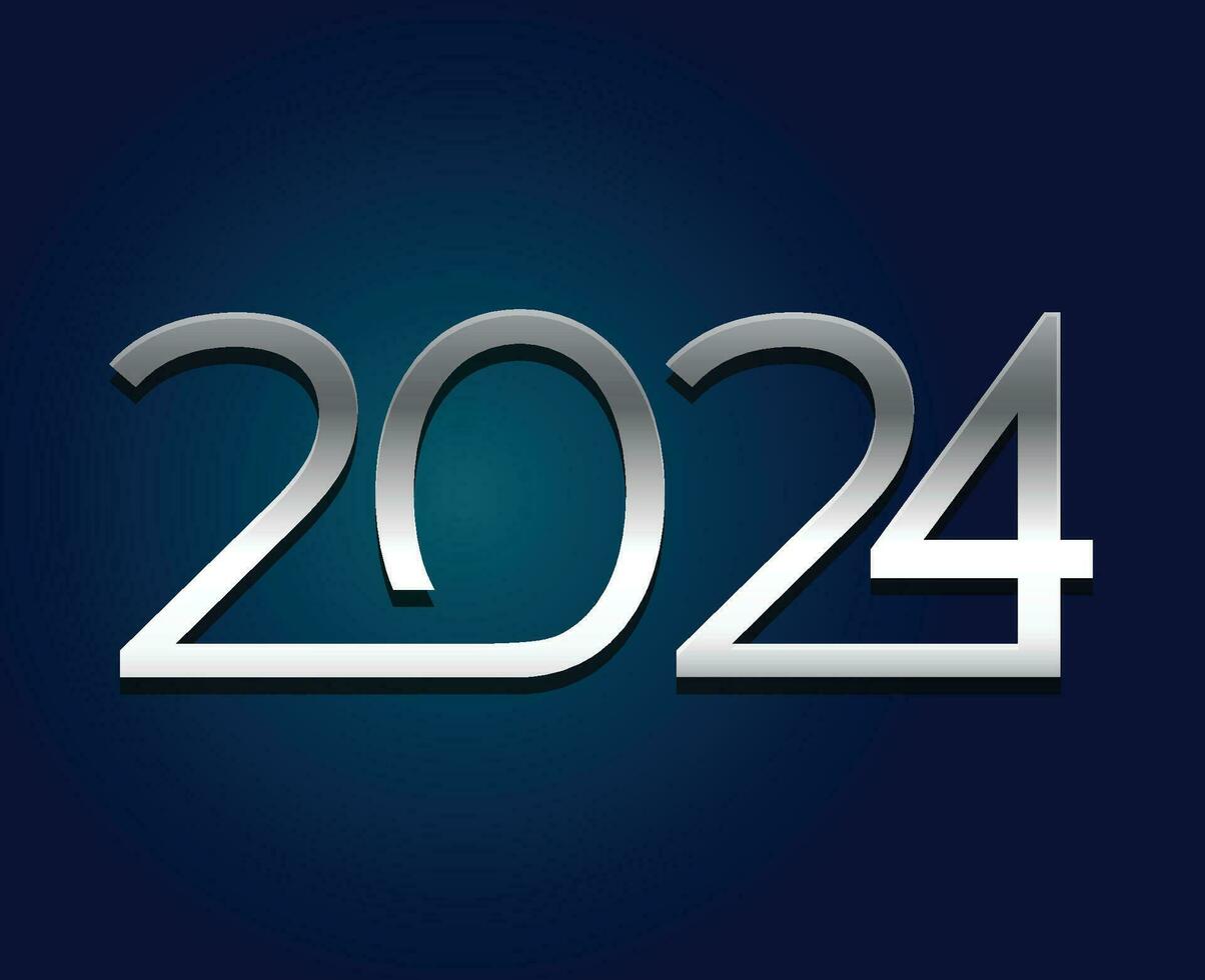 2024 contento nuevo año fiesta resumen gris gráfico diseño vector logo símbolo ilustración con azul antecedentes