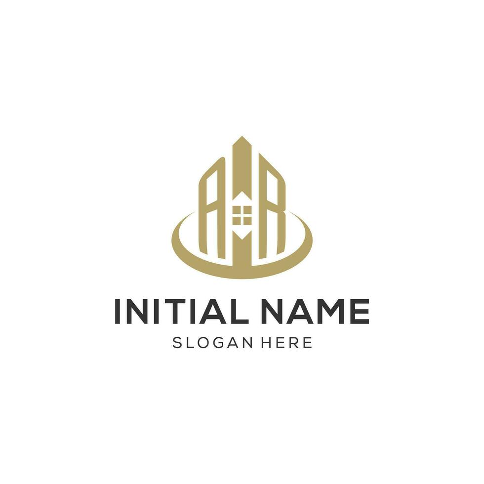 Initial AR logo with creative house icon, modern and professional real estate logo design vector