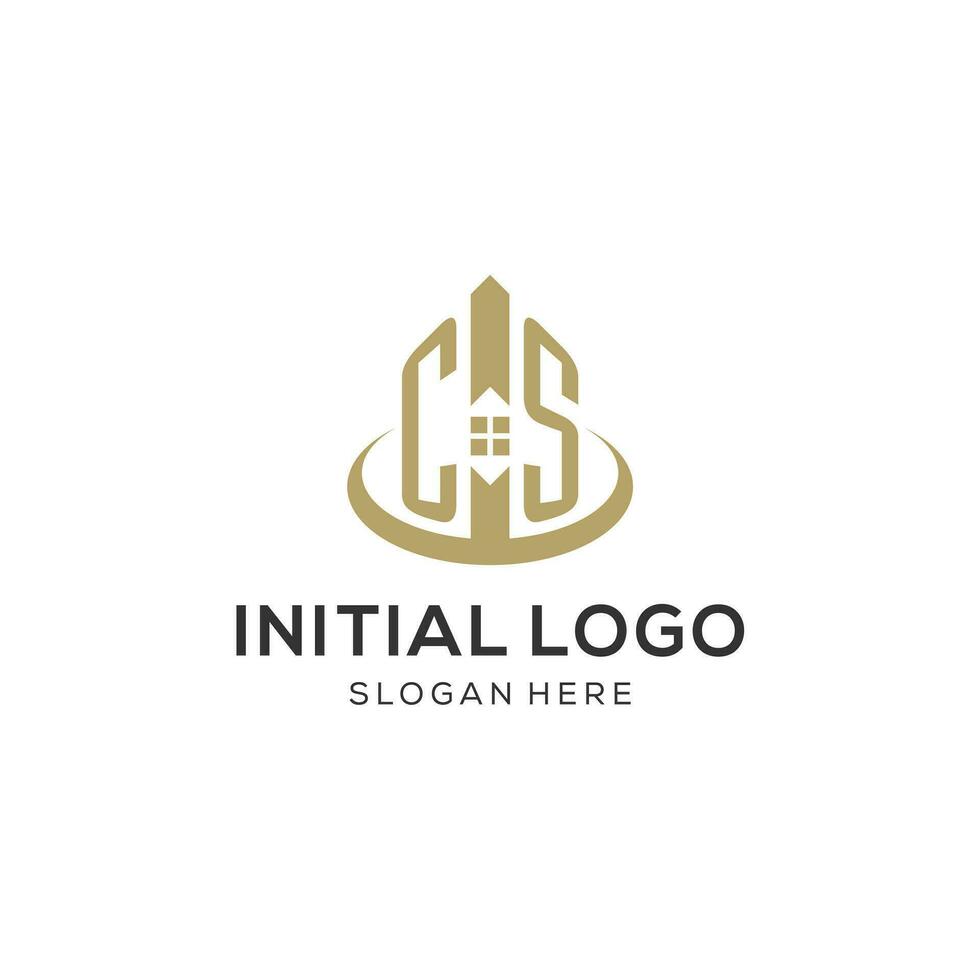 inicial cs logo con creativo casa icono, moderno y profesional real inmuebles logo diseño vector