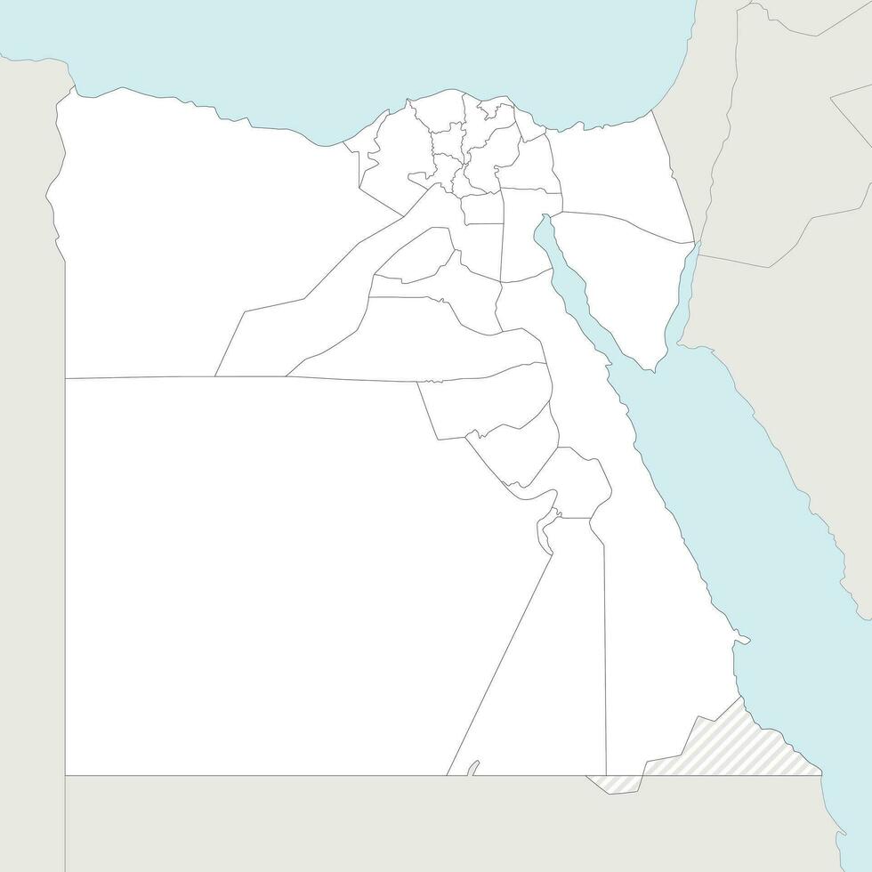 Vector blank map of Egypt with governorates or provinces and administrative divisions, and neighbouring countries. Editable and clearly labeled layers.