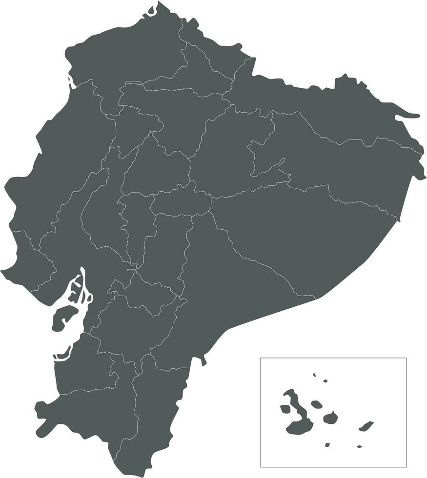 Vector blank map of Ecuador with provinces and administrative divisions. Editable and clearly labeled layers.