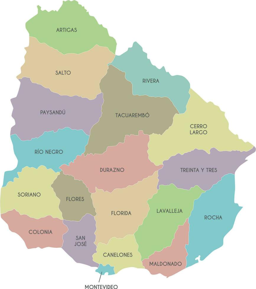 vector mapa de Uruguay con departamentos y administrativo divisiones editable y claramente etiquetado capas.
