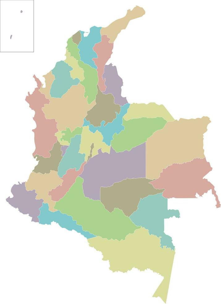 vector blanco mapa de Colombia con departamentos, capital región y administrativo divisiones editable y claramente etiquetado capas.