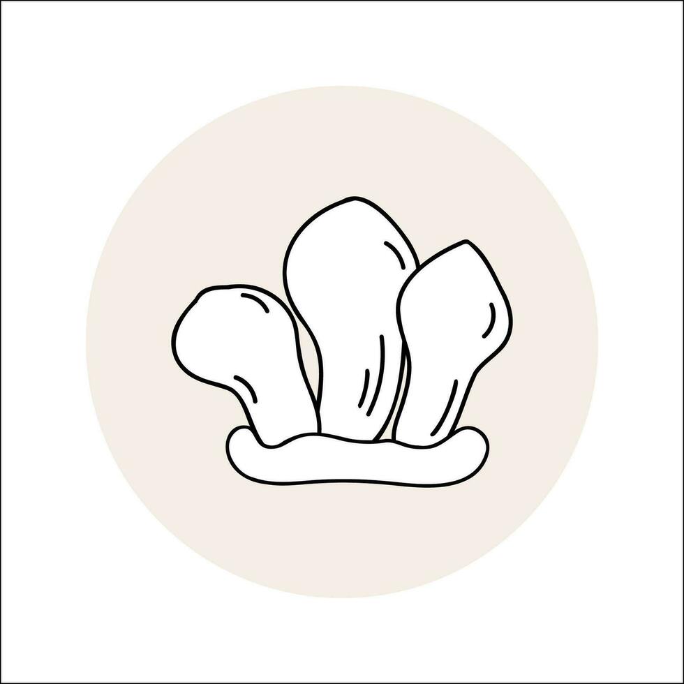 mushroom puffball line icon black in circle. Vector illustration isolated champignon in doodle.