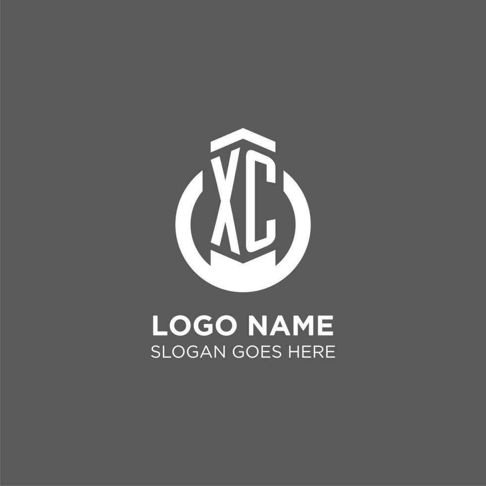 Initial XC circle round line logo, abstract company logo design ideas vector