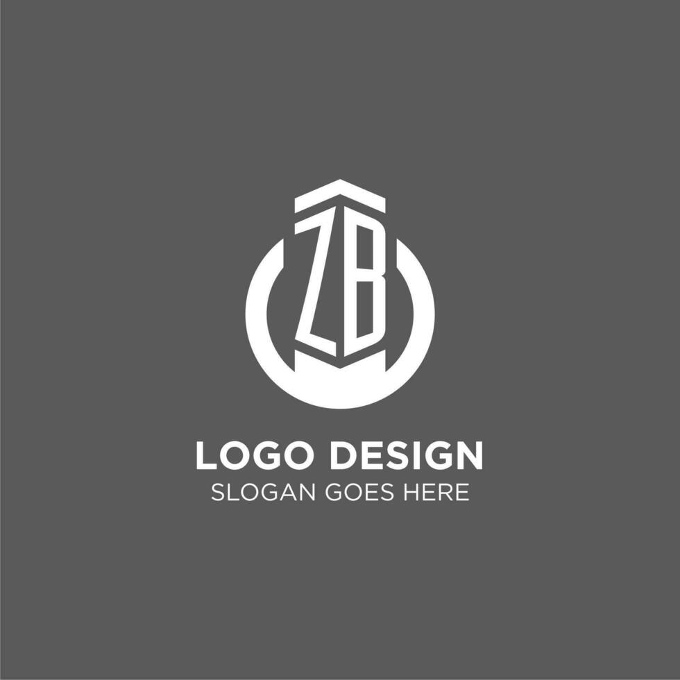 Initial ZB circle round line logo, abstract company logo design ideas vector