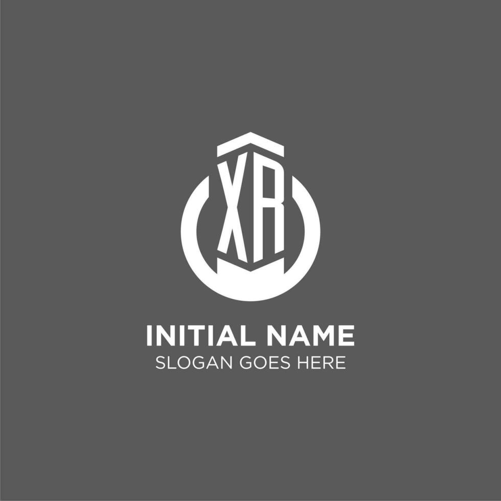 Initial XR circle round line logo, abstract company logo design ideas vector