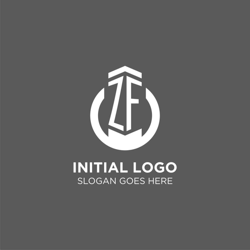 Initial ZF circle round line logo, abstract company logo design ideas vector