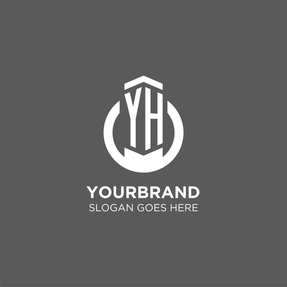 Initial YH circle round line logo, abstract company logo design ideas vector