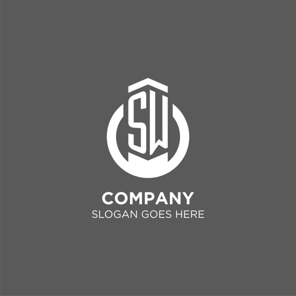 Initial SW circle round line logo, abstract company logo design ideas vector