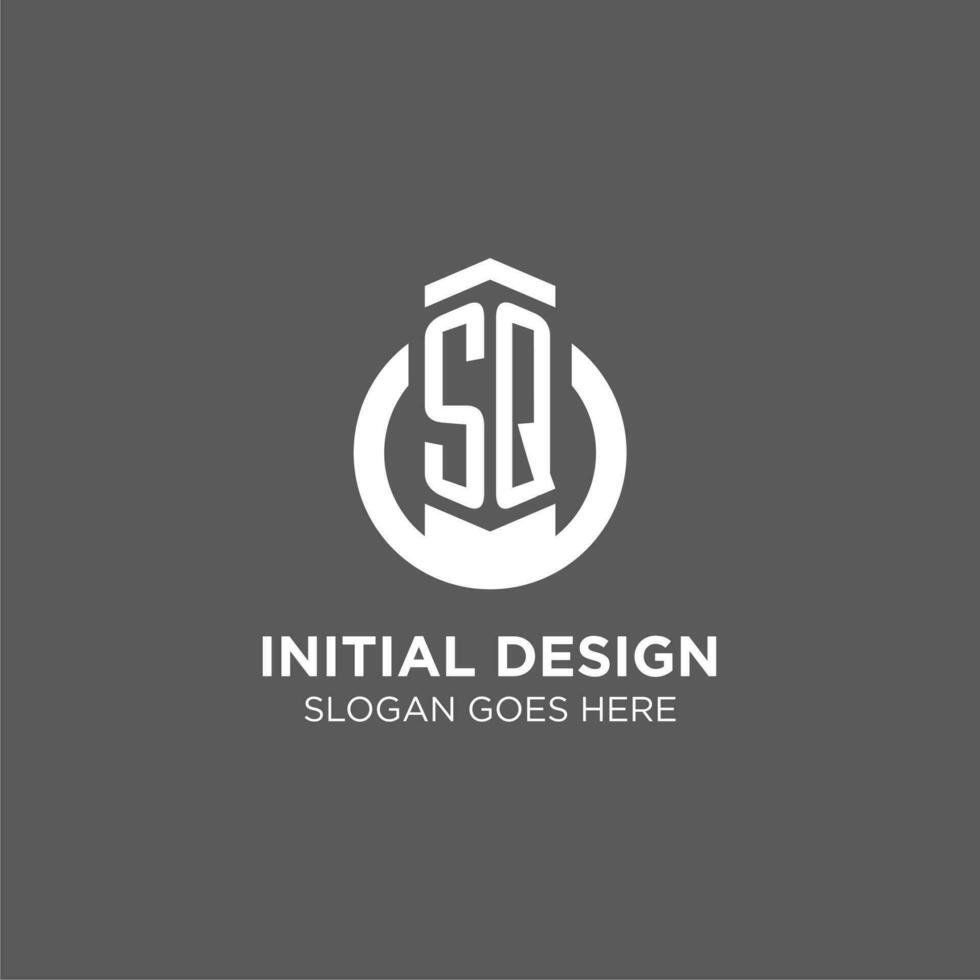Initial SQ circle round line logo, abstract company logo design ideas vector