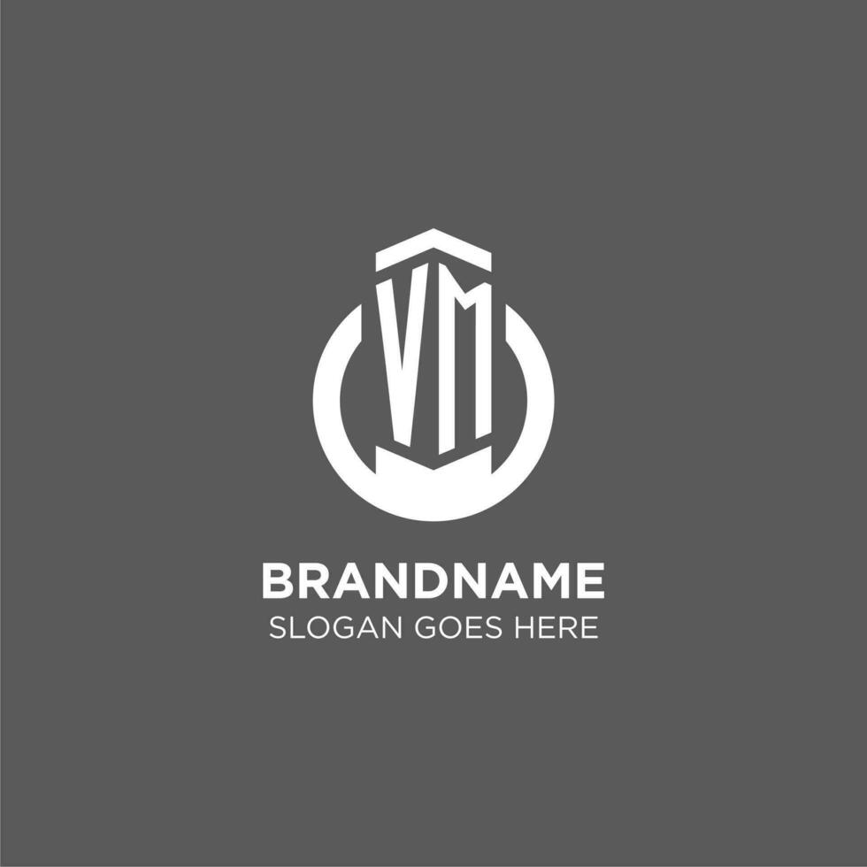 Initial VM circle round line logo, abstract company logo design ideas vector