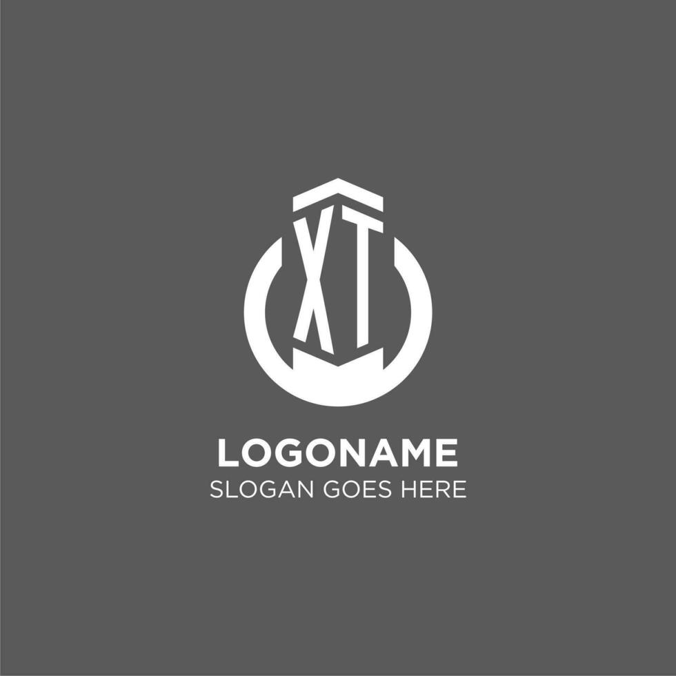 Initial XT circle round line logo, abstract company logo design ideas vector