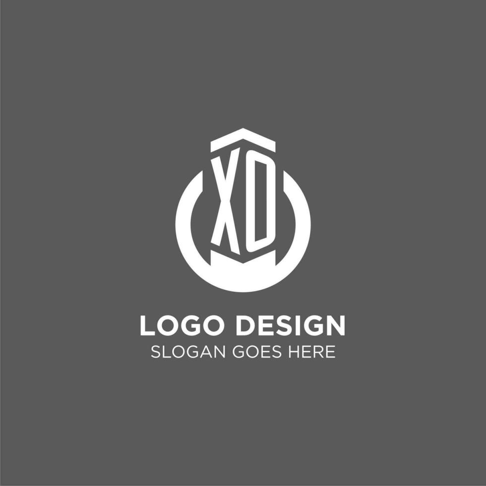 Initial XO circle round line logo, abstract company logo design ideas vector